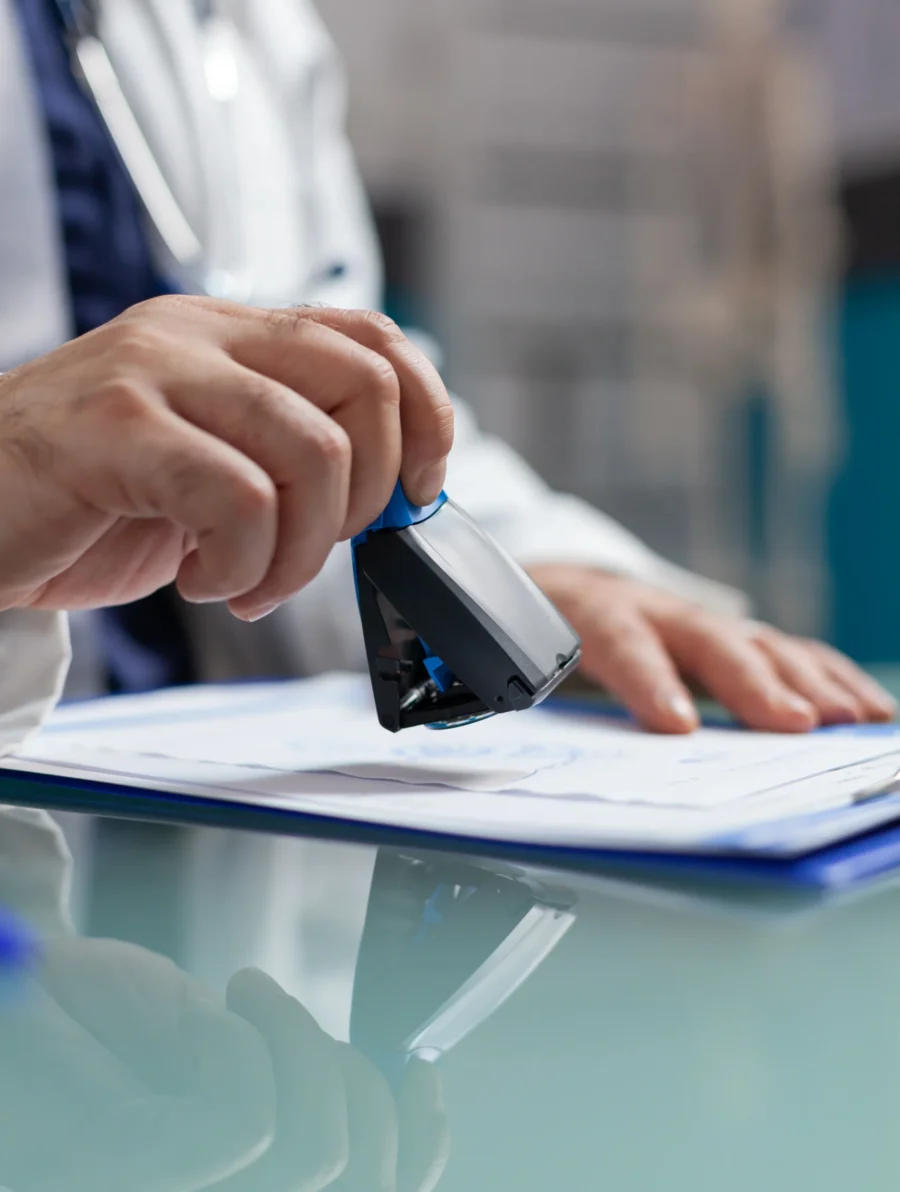 doctor-holding-medical-stamp-put-prescription-paper-health-care-exam-hand-physician-putting-seal-checkup-report-giving-medicine-patient-consultation-close-up